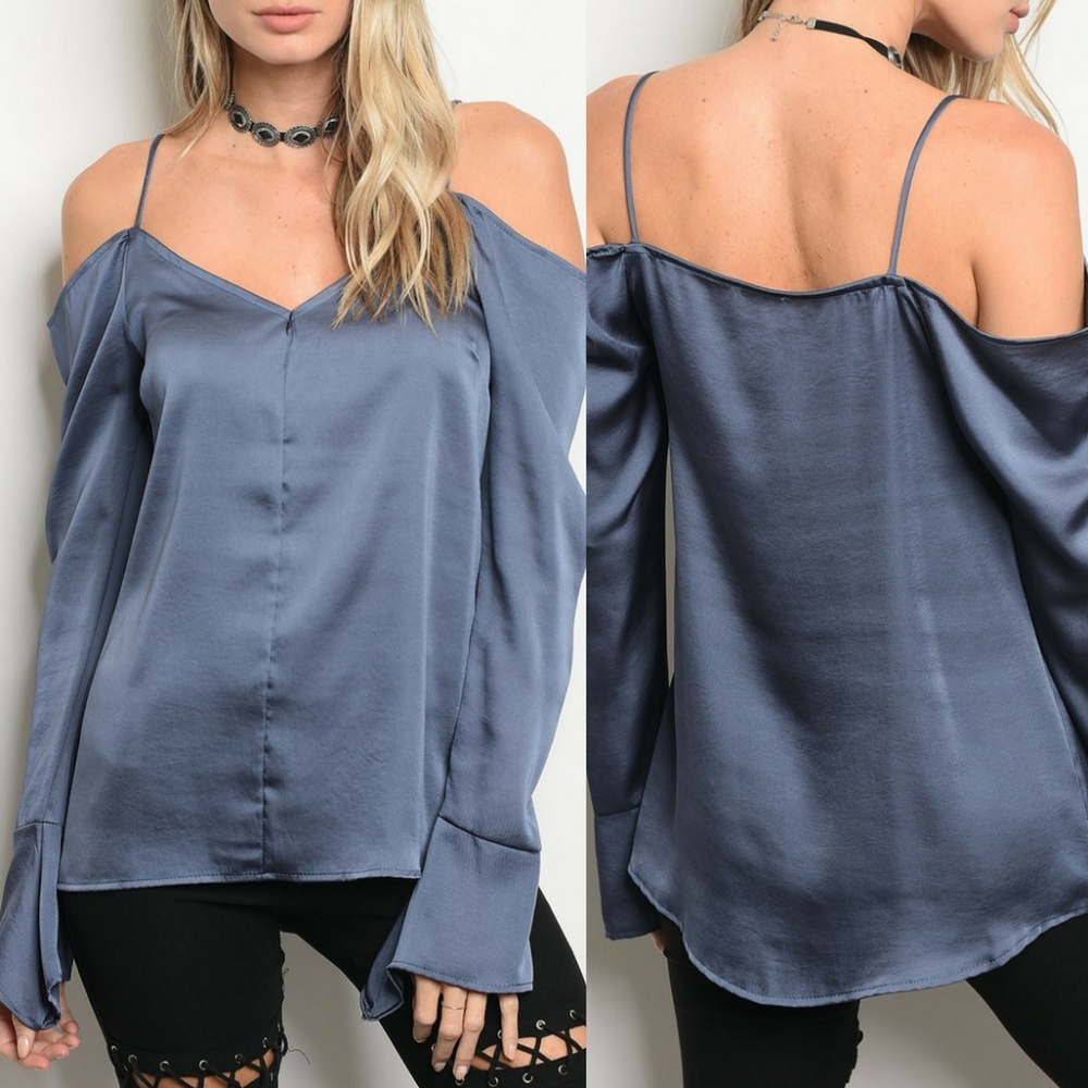 Indigo Satin Blouse {Emory Park} - Picture 1 of 3